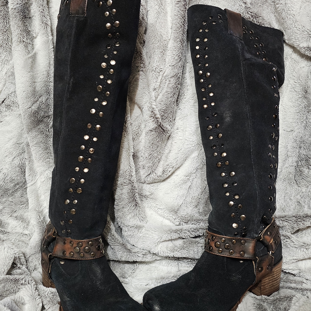 Freebird by Steven Black Studded Over the Knee Boots Size 9
